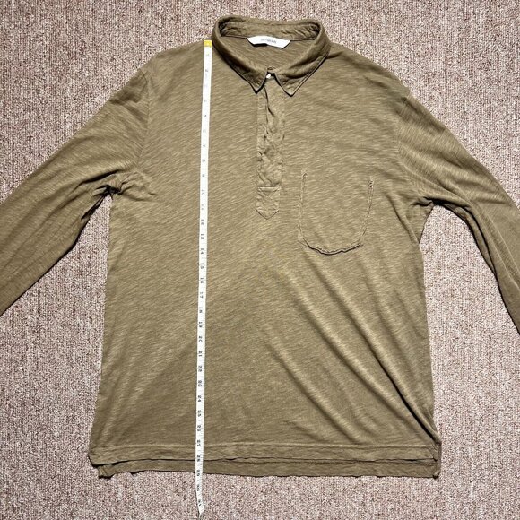 Zadig and Voltaire Togo Flamme Overdyed Olive Green Long Sleeve Polo Shirt MED - Picture 6 of 7